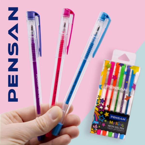 pochette de 6 couleurs pensan gel pen , my king , neon couleur