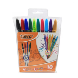 pochette de 10 stylos a bille différents couleurs