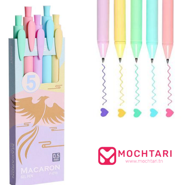 Stylos Gel de Couleur Foncée Rétro - Rétractables avec Pointe Fine 0.5mm - Morandi Macaron (5 Pièces par Boîte)