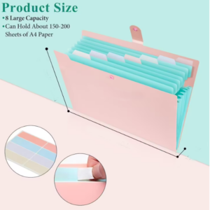 Trieur 8 Pochettes, A4 Range Document en Plastique