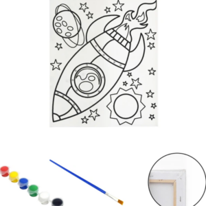 Kit Peinture Enfant – Missile sur Toile 18 x 13 cm